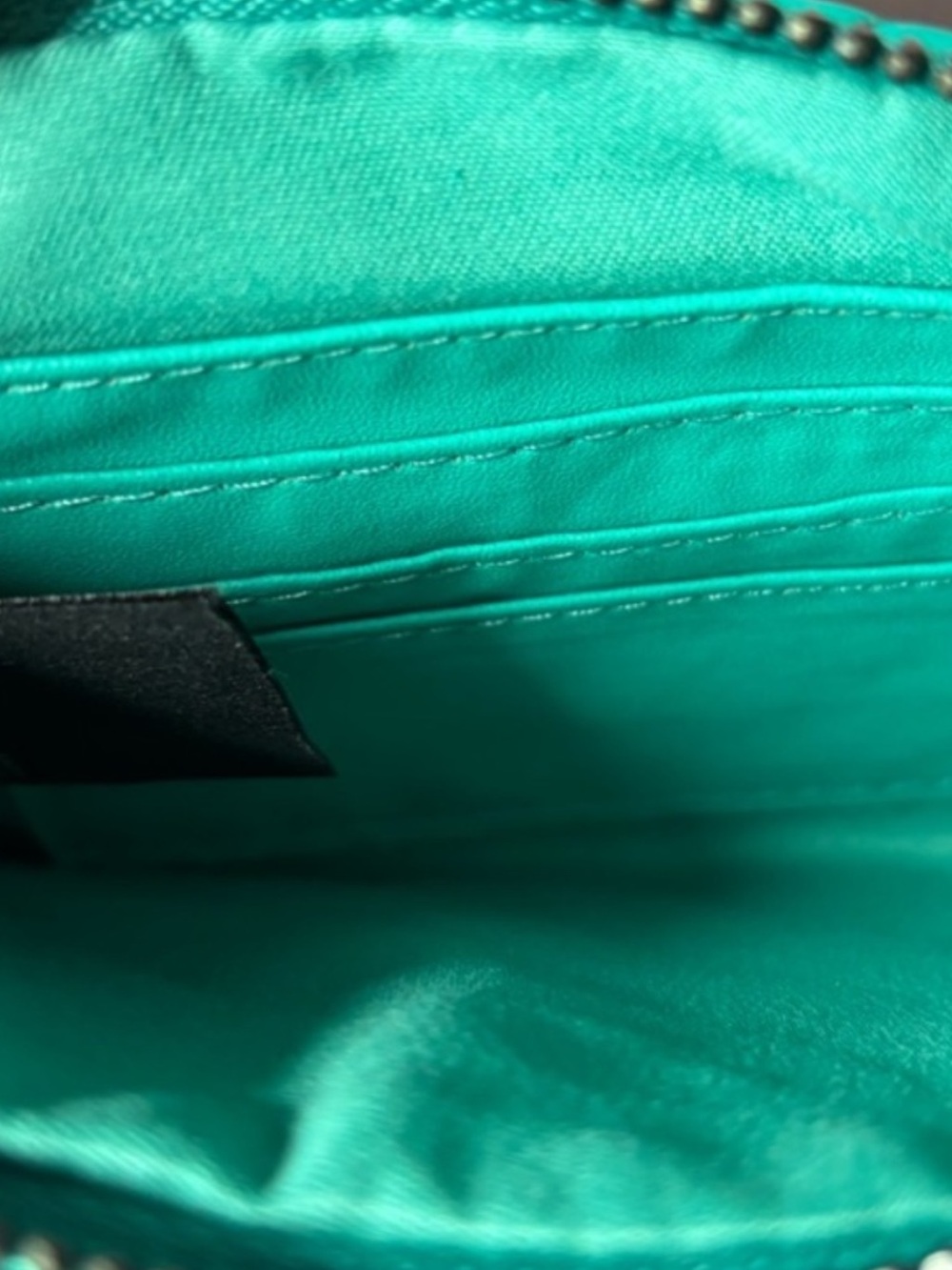 Badgley Mischka Quilted Teal Wristlet with Logo Accent - Picture 6 of 6